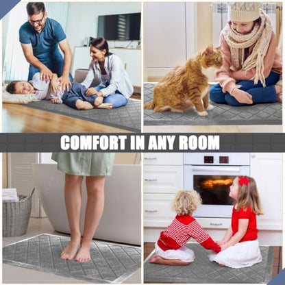 Cushioned Anti-Fatigue Mats, Heavy Duty Kitchen Rugs, 1/2 Inch Thick, Ergonomic Comfort Foam, Gray - color: Stylish Grey