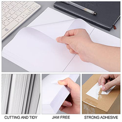(1000 Labels/500 Sheets)Labelebal Half Sheet Self Adhesive Shipping Labels for Laser & Inkjet Printers, 8.5" x 5.5" Shipping Mailing Labels, 2 Per Page Shipping Labels, 5 1/2 x 8 1/2 Half Sheet Labels - color: 2 Up - 1000 Labels