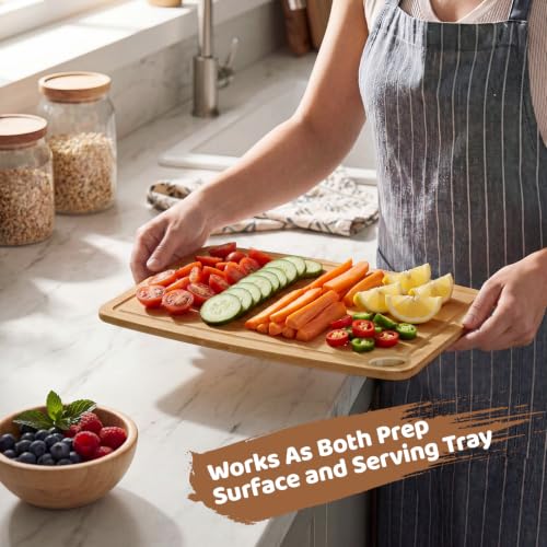 Dishwasher Safe Cutting Board,Bamboo Cutting Board with Juice Groove - color: Carbonized, size: Medium (13.7"L x 10.6"W)