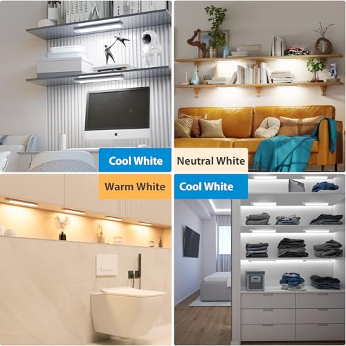 5-Pack Motion Sensor Under Cabinet Light, 3CCT, 7.9 inch - color: White, size: 7.9 inch
