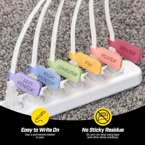 Wrap-It Storage Cable Labels - Medium, Macaron (30-Pack) - color: Macaron, size: Medium