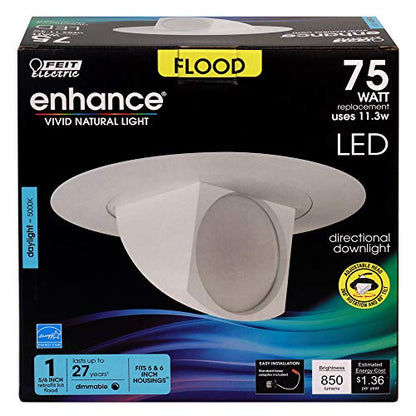 Feit Electric 5/6 Inch LED Directional Downlight, 75W Eq, Daylight - color: Daylight White, size: 5-6 Inch (Pack of 1)