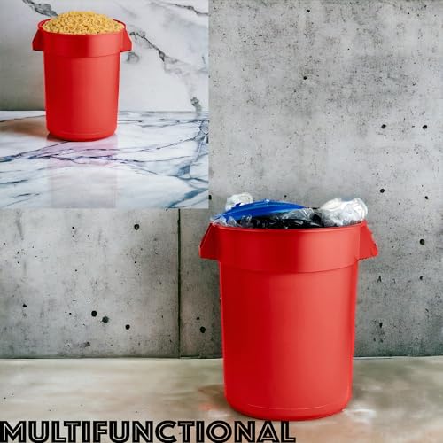 32 Gallon Round Trash bin Garbage can Outdoor Yard Trash can Trash Barrels Garbage Drum Heavy Duty Trash can Industrial Trash can Kitchen Trash bin (2, Red) - color: Red