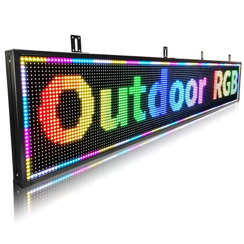 Led Sign Outdoor Programmable Scrolling Digital Open Neon P10 77''x14'' - color: Full Color, size: 77''X14''