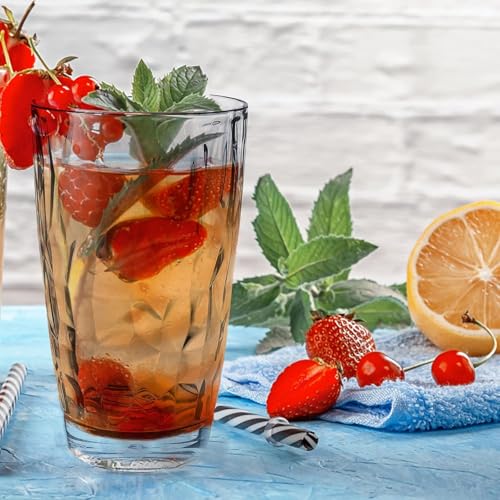 Topsky 16oz Plastic Tumblers Drinking Glasses Set of 4, Clear Acrylic Drinking Cups Wine Glasses Beverage Cups for Daily Use, Poolside, Outdoor&Indoor - Stackable, Dishwasher Safe, Easy to Clean - color: Clear 16oz