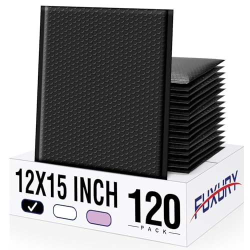 Fuxury Black Bubble Mailers 12x15" Self-Seal Padded Envelopes 120 Pack - color: Black, size: 12x15" 120PC