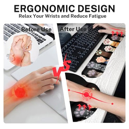 Arttown Keyboard Mouse Pad Set, 4 in 1 Desk Mat Set Cat Dog - color: Colorful Pet Paws
