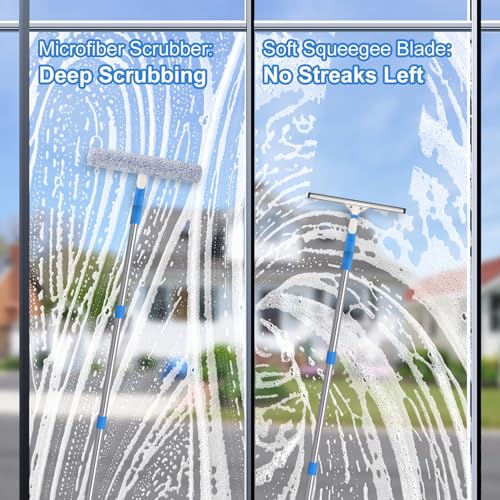 Mitclear 77'' Long Squeegee Window Cleaner Tool for Indoor Outdoor Windows - size: 6.5 Feet