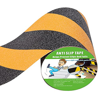Yorwe Anti Slip Tape Stairs & Ramps, Traction Grip(6" x 190", Black/Yellow) - color: Black / Yellow, size: 6" Width x 190" Long