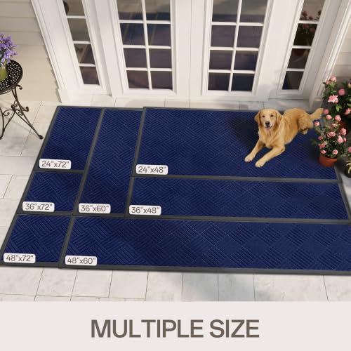 Amyracel Front Door Mat 2'x4', Heavy Duty Waterproof Commercial Floor Mat - color: Blue Diamond, size: 2' x 4'(Rectangular)