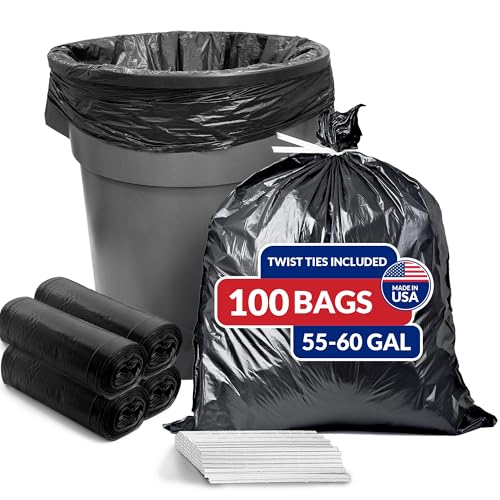 Reli. 55 Gallon Trash Bags Heavy Duty (100 Count) | Black