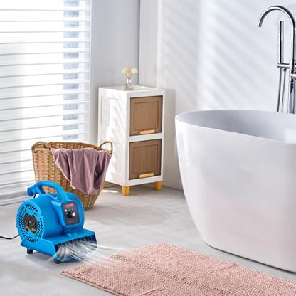 VEVOR Floor Blower, 1360 RPM 600 CFM, Air Mover for Drying and Cooling, Portable Carpet Dryer Fan with 4 Blowing Angles,3-Speeds Adjustment, for Janitorial, Home, Plumbing, Commercial Use - size: 600 CFM (3-Speed)