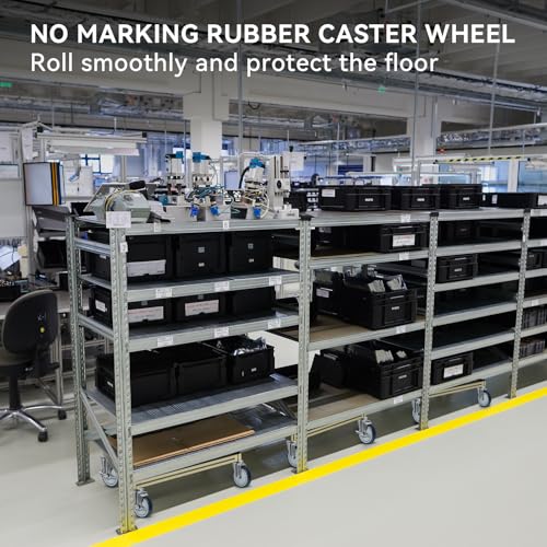5'' Shopping Cart Wheels Replacement, 3/8" Casters Set of 4 Rubber Wheels for Cart Supermarket Grocery Retail Stores, Each Wheel Load 350lbs (4 Wheel, Grey) - style: Grey (3/8'' Bore)