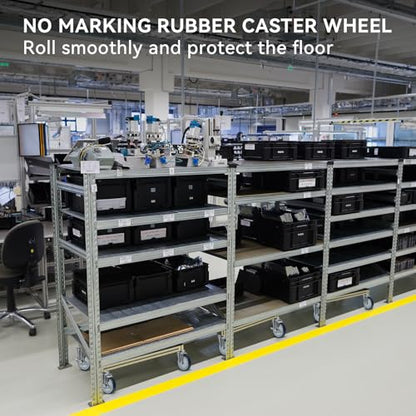 5'' Shopping Cart Wheels Replacement, 5/16" Casters Set of 4 Rubber Wheels for Cart Supermarket Grocery Retail Stores, Each Wheel Load 350lbs (4 Wheel, Grey) - style: Grey (5/16'' Bore)