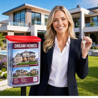 Menkxi 3 Pcs Estate Brochure Box Wall Mount Waterproof Flyer Holder, Red - color: Red