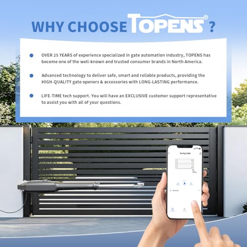 TOPENS XD551 Smart Single Swing Gate Opener Medium Duty - size: 660lbs