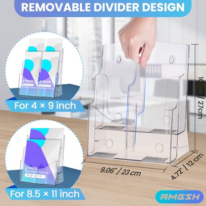 2 Pack Brochure Holder 8.5" x 11" - for 4" x 9" Brochure