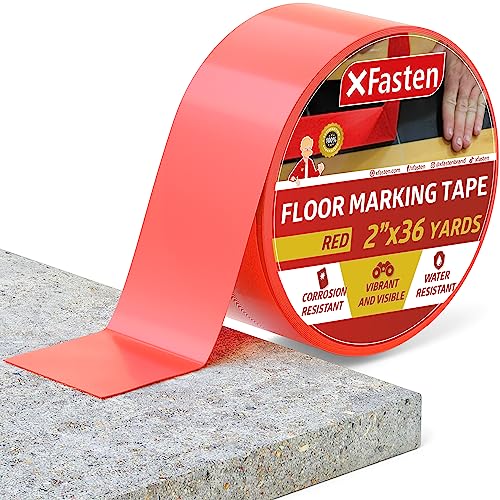 XFasten Vinyl Floor Tape 2 Inch x 36 Yards 6 Mils | Gym and Court Marking Tape for Outdoor, Gymnasium, Classroom | Red Marking Tape for Dancefloor - color: Red