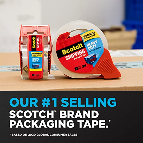 Scotch Heavy Duty Shipping Packing Tape, Clear, Shipping and Packaging Supplies, 1.88 in. x 54.6 yd., 4 Tape Rolls with 4 Dispensers - size: 4 Rolls