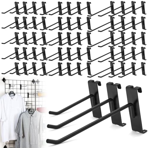 60 Pcs Gridwall Hooks, 4/6/8 Inch Grid Wall Hook Display for Gridwall Panel - size: 4/6/8 Inch