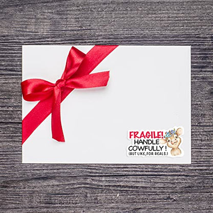 Wailozco Handle Cowfully Stickers,Funny Fragile Packaging Sticker for Mailing Envelopes Small Business Shipping Package 500 Labels Per Roll - color: Fragile Handle Cowfully