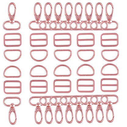 Rainbow Swivel Hook Claw Clasp - 25mm Slide Strap Buckle D Ring Adjuster Buckle for Dog Collar Backpack Purse Hardware - color: Rose Gold