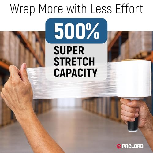 5” x 1000’ Stretch Wrap Mini 12 Rolls with Handle – Clear Plastic Stretch Film 80 Gauge, 500% Elongation, Heavy Duty Shrink Wrap for Moving, Packing & Shipping - style: Pack of 12