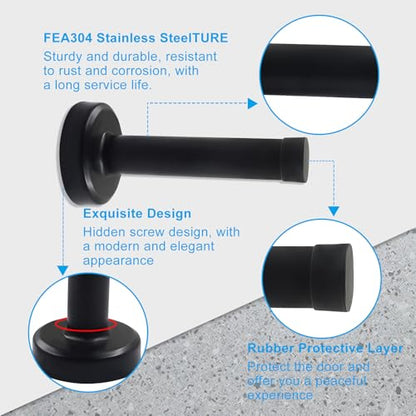 Jiozermi Black Door Stopper, 10 Pcs, Heavy Duty Wall Mounted - color: Black