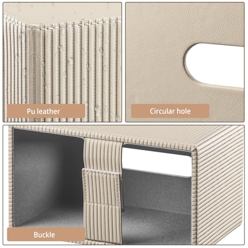 PUSU Extra Large Rectangular PU Leather Tissue Box Cover,Tissues Holder - color: Apricot