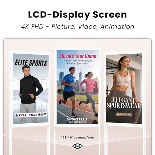 43" Digital Signage Display Kiosk Indoor Floor Standing Advertising White - size: 43 Inch-Whtie