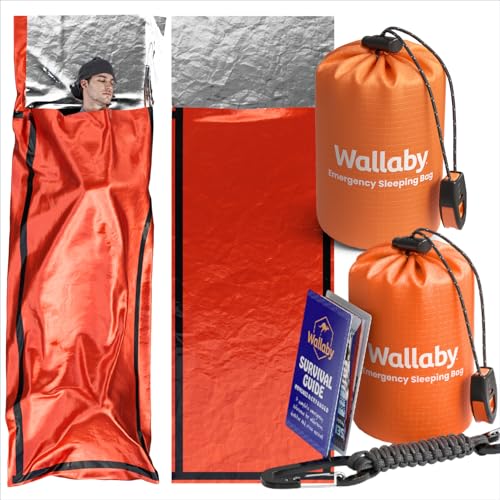 Wallaby Emergency Mylar Sleeping Bags, Bivy Sack, Whistle - color: Orange