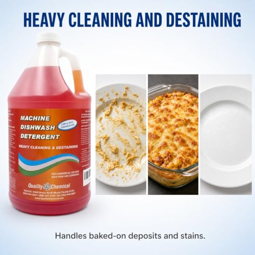 Quality Chemical Machine Dishwash Detergent – Low or High Temp Commercial Dishwasher Detergent, Heavy Cleaning and Destaining – 128 oz (Pack of 1) - size: 128 Fl Oz (Pack of 1)