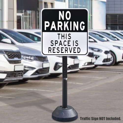 Sign Post Holder and Water-Fillable Base Set, Black, 6 Pack
