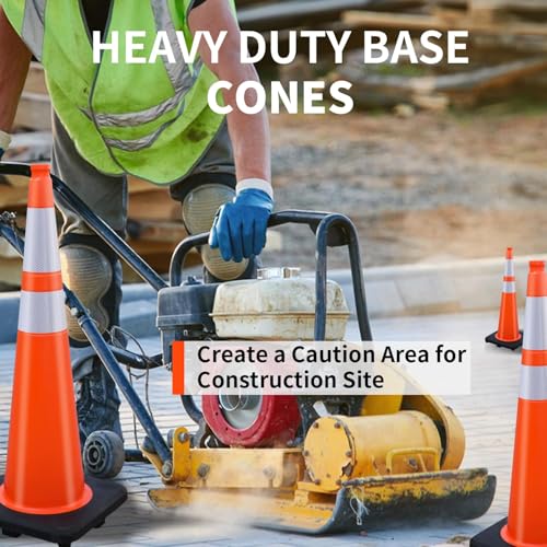 BESEA 6 Pack 36 Inch Orange Traffic Cones with Weighted Base - size: 36"(6 cones)