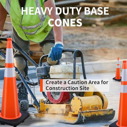 BESEA 6 Pack 36 Inch Orange Traffic Cones with Weighted Base - size: 36"(6 cones)