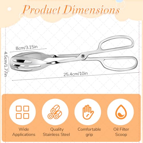 Scissor Salad Tongs 10-Inch, Heavy Duty Stainless Steel Serving Tongs