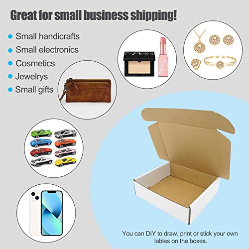 6x4x2 Shipping Boxes, Corrugated Mailer Small Mailing Box White Cardboard Box for Small Business Flat Cheap Packaging Lightweight Packing of Jewelry Craft Gifts, 25 Pack - size: 6"x4"x2", style: 25 Pack - White