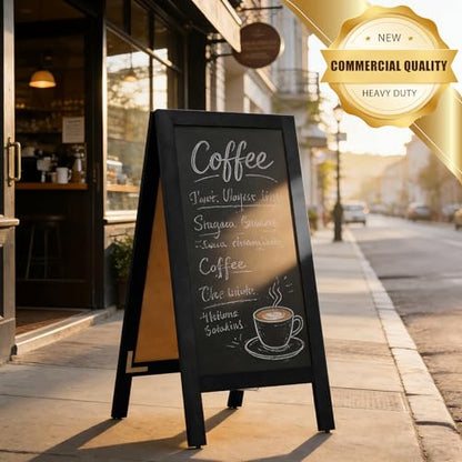 4 THOUGHT Heavy Duty A-Frame Magnetic Chalkboard 40"x20", Black - color: Black - Heavy Duty Series