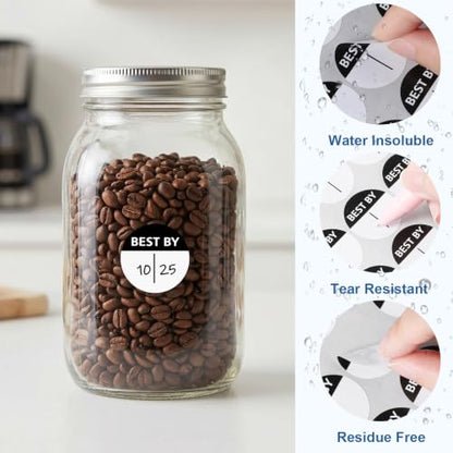 600PCS Expiration Date Stickers, 1 Inch Best by Labels