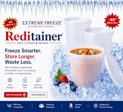 Extreme Freeze Deli Food Containers with Lids, 32-Ounce, 24-Pack