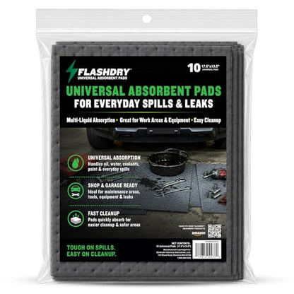 FLASHDRY Universal Spill Absorbent Pads, 17.5" x 13.5", 10-Count - size: 10 Pads - 2mm
