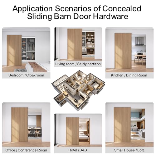 Sdstone 36” Concealed Barn Door Hardware Kit with Soft Close Mechanism,Hidden Ghost Barn Door Hardware Kit for Door Opening Width 28" to 32", Wall Mount Aluminum Track (Door not Included) - size: 36IN