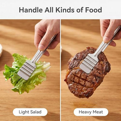 12 Inch Stainless Steel Kitchen Tongs, 4 Pack Heavy Duty Non‑Slip Metal Food Clips with Wavy Teeth Head, Multi‑Purpose Cooking Tongs for BBQ Grilling Buffet Salad Bread, Dishwasher Safe - size: 12 Inch