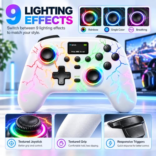 Exilapsire Wireless Controller for PC/Switch/Switch 2/iOS/Android, White - color: White