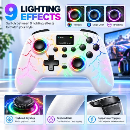 Exilapsire Wireless Controller for PC/Switch/Switch 2/iOS/Android, White - color: White
