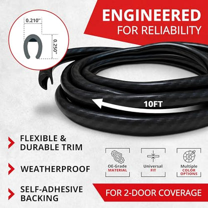 All-Fit Automotive Car Door Edge Protector – Universal DIY Edge Trim to Prevent Scratches & Dings – Flexible Adhesive Molding Trim for Cars, Trucks & SUVs (10 Ft - Carbon Fiber) V2 - color: Carbon Fiber