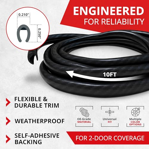 All-Fit Automotive Car Door Edge Protector – Universal DIY Edge Trim to Prevent Scratches & Dings – Flexible Adhesive Molding Trim for Cars, Trucks & SUVs (10 Ft - Carbon Fiber) V2 - color: Carbon Fiber
