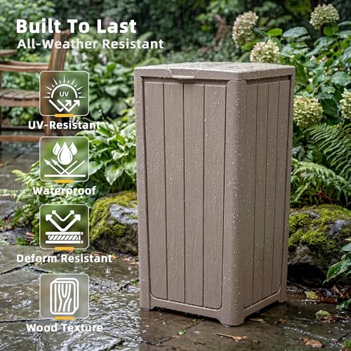 EFU 38 Gallon Outdoor Trash Can with Lid, Waterproof Garbage Can Bin - color: Grey, size: 38 Gallon