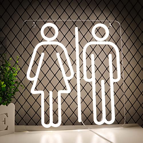 Toilets Neon Signs for Wall Decor Neon Lights for Bedroom Led Business Signs Suitable for Washroom Restroom Christmas Birthday Party Unique Gift for Lover, 5V Power Adapter, 13*12 Inch(White) - color: Toilet