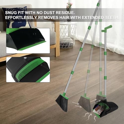 Green Broom and Dustpan Combo Set, 51" Long Handle Broom - color: Green
